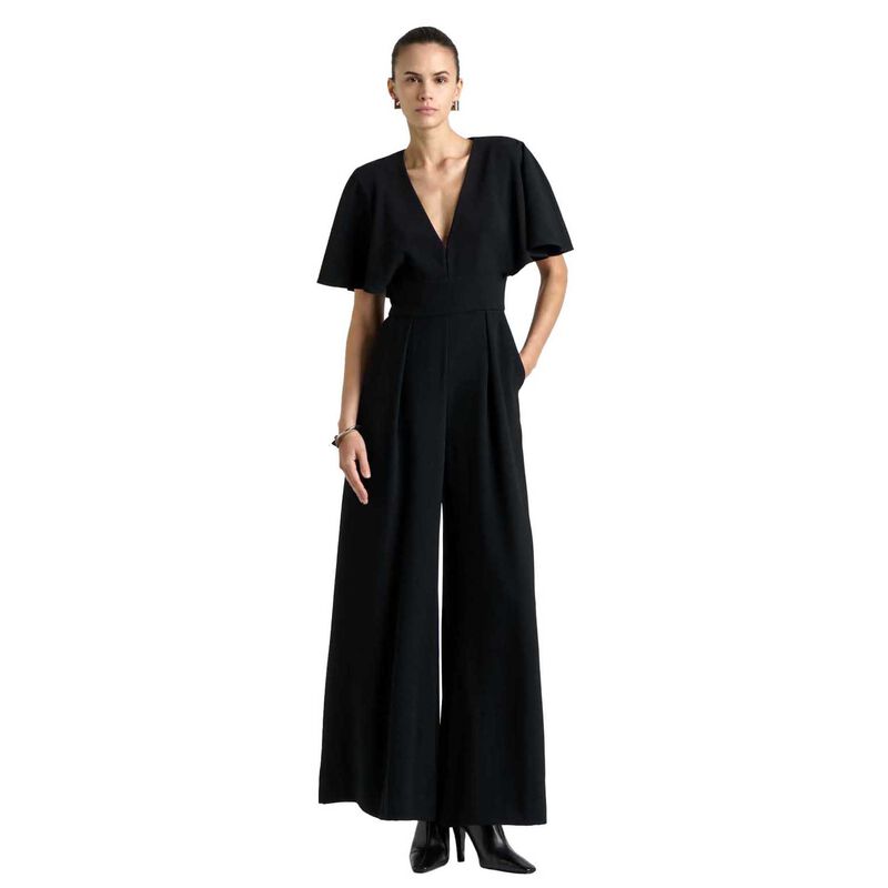 Cue Recycled Crepe Deep V-Neck Jumpsuit image number 0